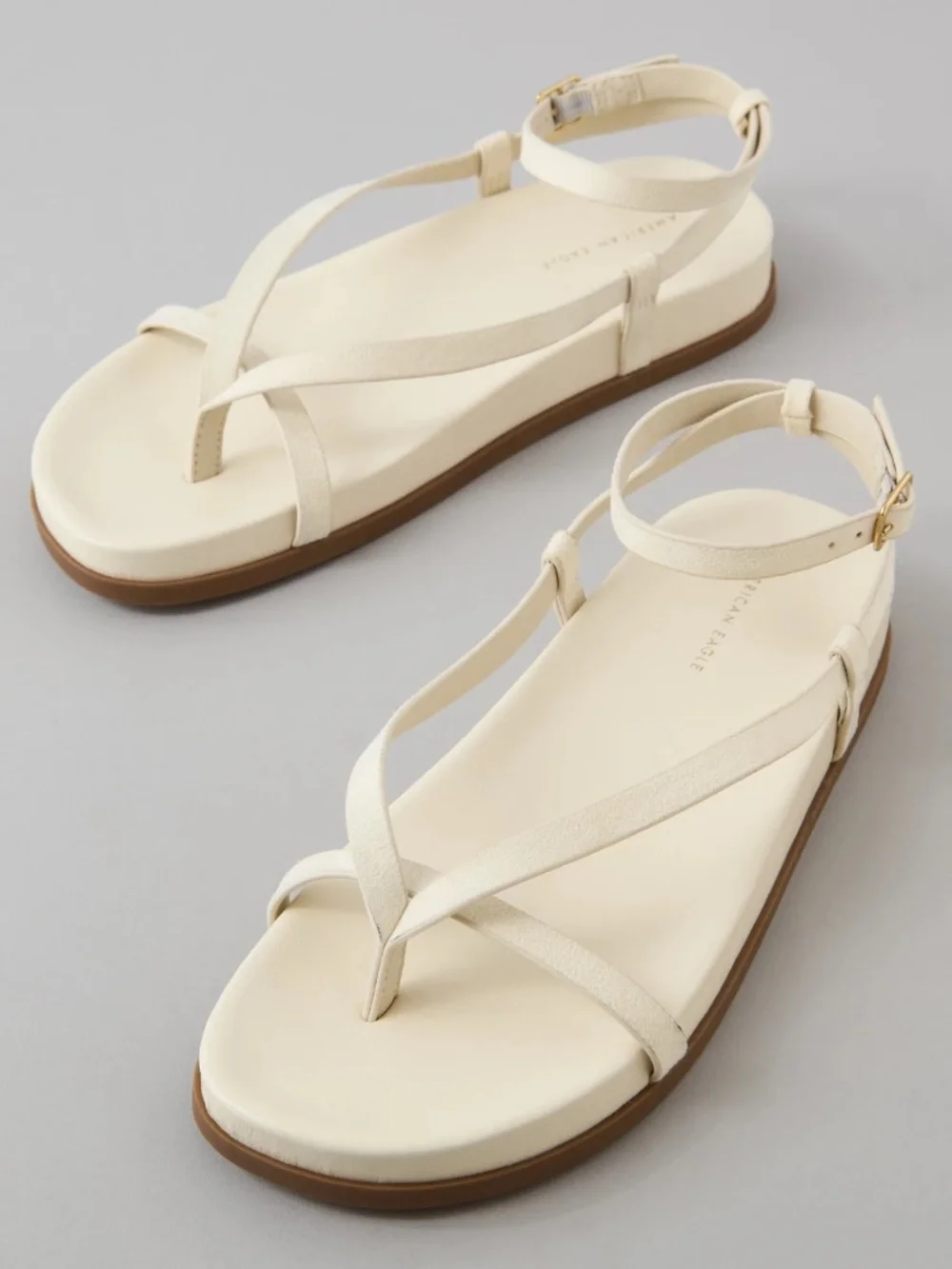 AE Skinny Strap Sandal: Cream , Beige, off white